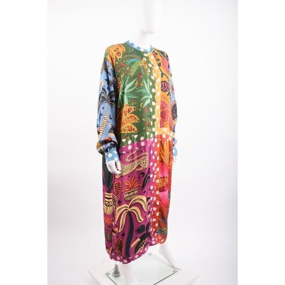 Farm Rio Womans Earth Rainbow Shirt Dress Midi Chemise Sz S Multicolor Midi NWT - Picture 2 of 6